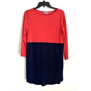 SUSAN GRAVER STYLE PREMIER Navy Blue Orange Color block Dress XS